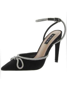 NIB Aqua Charm Ankle Strap High Heel Suede Pumps - Black
